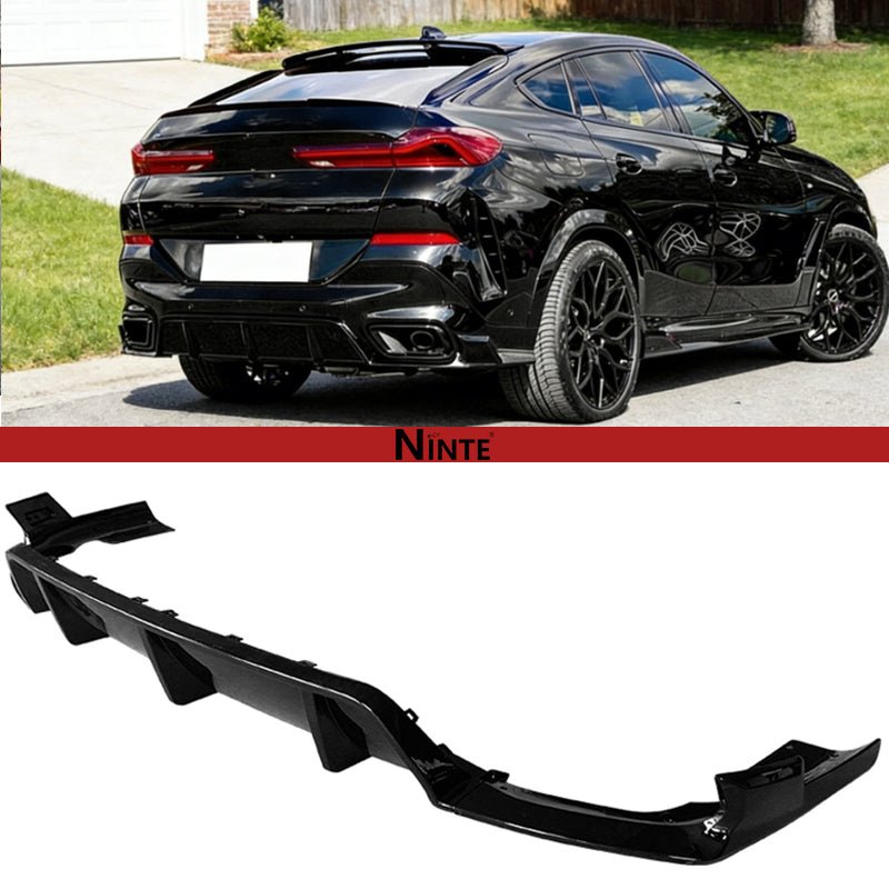 NINTE For 2020 - 2026 BMW G06 X6 M Sport Rear Diffuser Lip Gloss Black/Carbon Fiber Look - NINTE