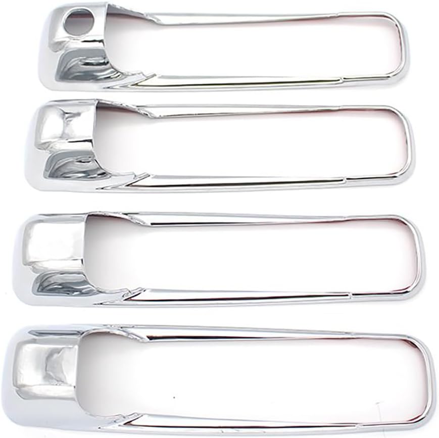 NINTE Tape - On Rearview Mirror Cover + Door Handle Cap Chrome for Dodge Ram 1500 2500 2009 - 2018 | Jeep Grand Cheroke 2005 - 2011 ABS W/O Passenger Keyhole Turn Signal Cut - Outs (NOT Replacement) - NINTE