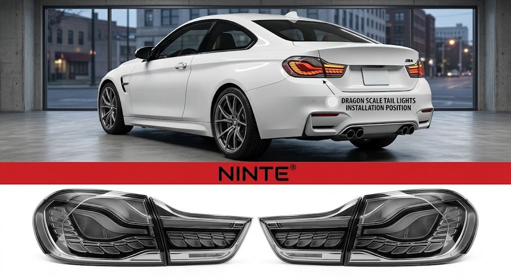 NINTE Rear Tail Light Assembly Lamp Fit For BMW 4 Series M4 F32 F36 F82 2013-2020 Dragon Scale Style LED Pair