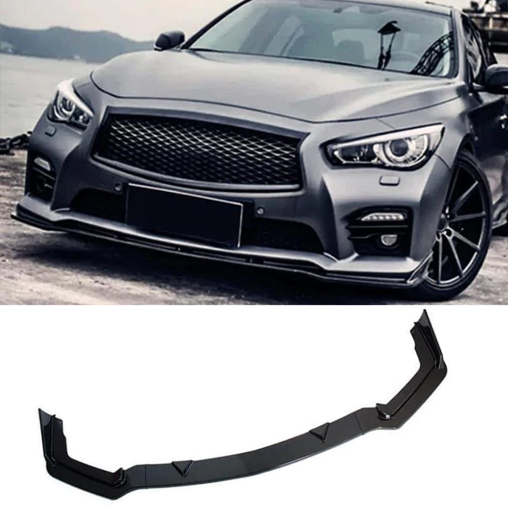 NINTE Front Lip Fits 2014-2017 Infiniti Q50 Sport Model ABS 3 PCS Front Bumper Lip Spoiler Splitter