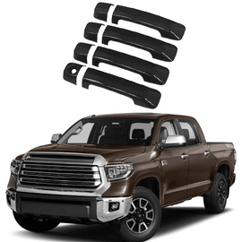 NINTE For 2007 - 2019 Toyota Tundra CrewMax Sequoia Door Handle Covers Gloss Black 4 Pcs W/O PK Hole - NINTE