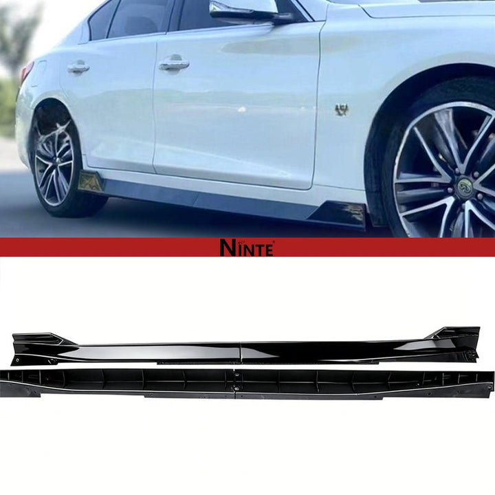 NINTE Side Skirts For 2014 - 2024 Infiniti Q50 JDM Style 4 PCS Rocker Panel Extension Lips - NINTE