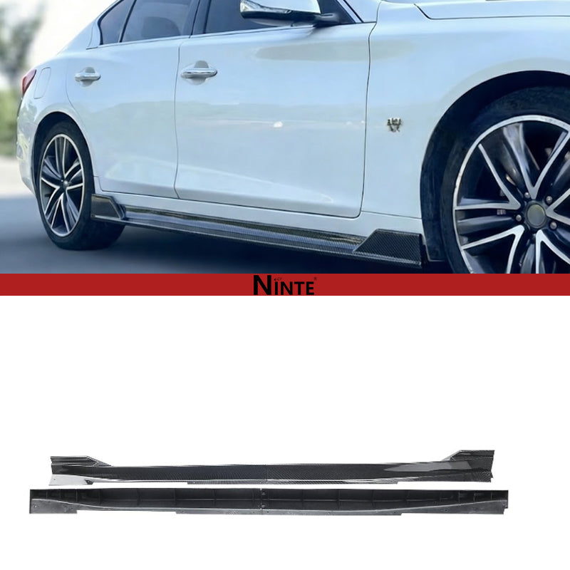 NINTE Side Skirts For 2014-2024 Infiniti Q50 JDM Style 4 PCS  Rocker Panel Extension Lips
