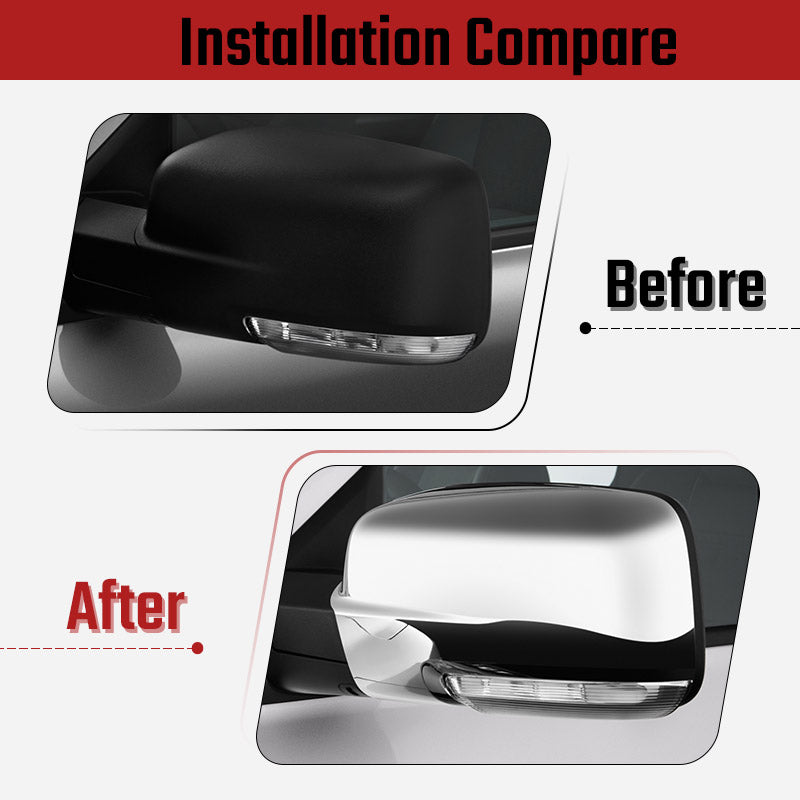 NINTE For 2013-2018 Dodge Ram 1500& 2019-2023 Ram 1500 Classic Mirror Cover Rear View Mirror Overlays with Turn Signal Cutouts Installation Compare