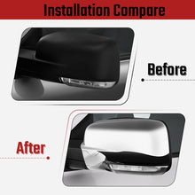 Charger l&#39;image dans la galerie, NINTE For 2013-2018 Dodge Ram 1500&amp; 2019-2023 Ram 1500 Classic Mirror Cover Rear View Mirror Overlays with Turn Signal Cutouts Installation Compare