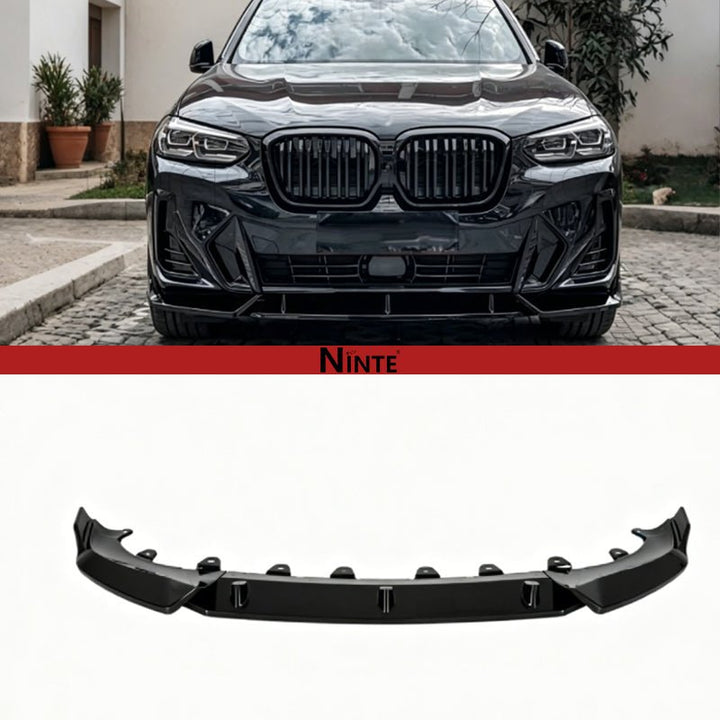 NINTE For BMW G01 X3 G02 X4 LCI M Sport 2022 - 25 GT - Style Glossy Black Front Bumper Lip - NINTE