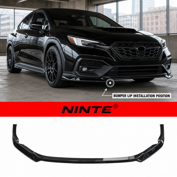 NINTE Front Bumper Lip Splitter Fit for Subaru WRX 2022-2026 Gloss Black ST Style - NINTE