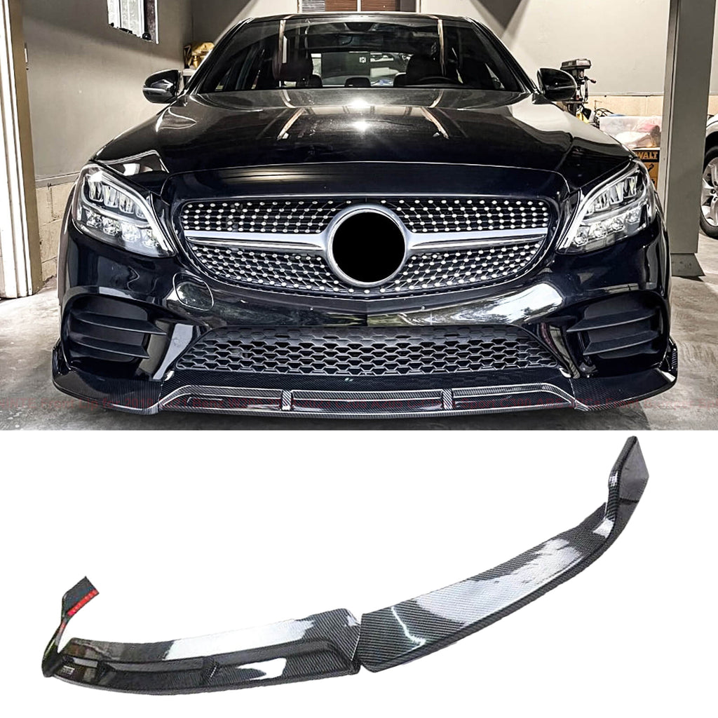 NINTE Front Lip for 2019-2021 Benz W205 2019-2023 C205 A205 C-Class Sport C300 ABS 3PCs Front Bumper Splitters