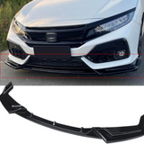 NINTE For 2017-2021 Honda Civic Si FK7 Hatchback ABS 3 Pieces Front Bumper Lip Splitters