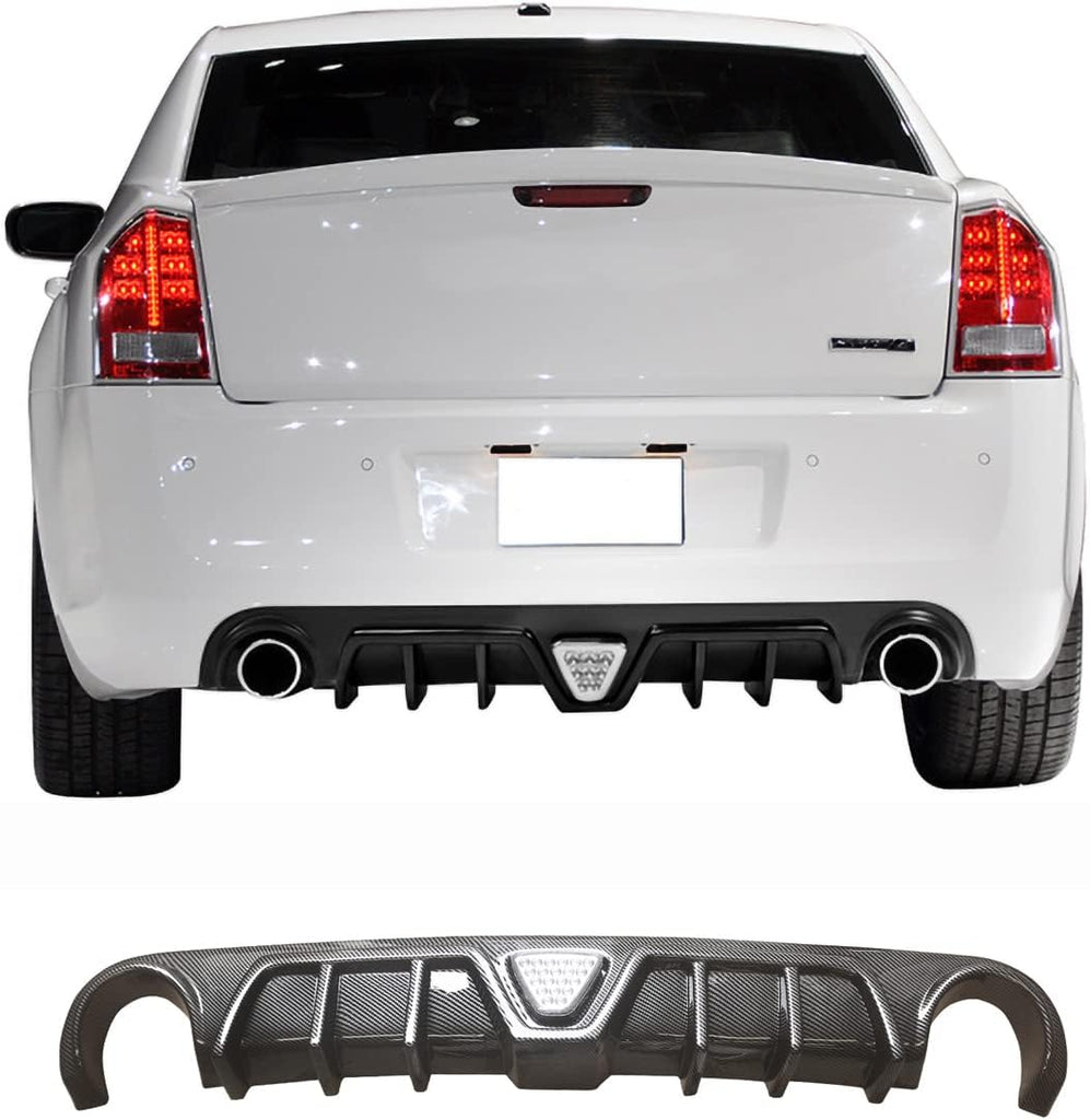 NINTE Rear Diffuser Fit for 2012-2014 Chrysler 300 SRT ABS with Brake Light Rear Bumper Diffuser Rear Bumper