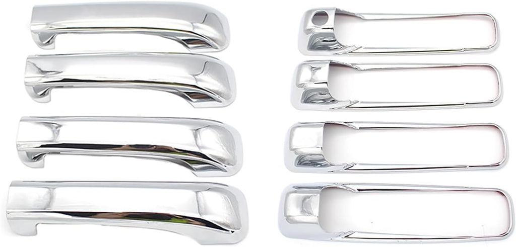 NINTE Tape - On Rearview Mirror Cover + Door Handle Cap Chrome for Dodge Ram 1500 2500 2009 - 2018 | Jeep Grand Cheroke 2005 - 2011 ABS W/O Passenger Keyhole Turn Signal Cut - Outs (NOT Replacement) - NINTE