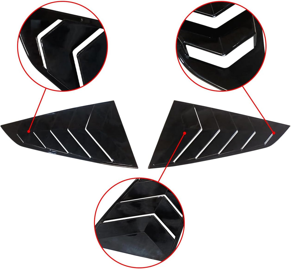 NINTE Window Louvers Guards Shades Fit for Ford Mustang 2024 2025 Gloss Black ABS Painted Protector Vent Covers Outside - NINTE
