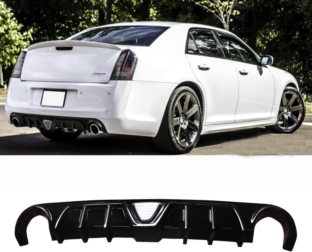 NINTE Rear Diffuser Fit for 2012-2014 Chrysler 300 SRT ABS with Brake Light Rear Bumper Diffuser Rear Bumper