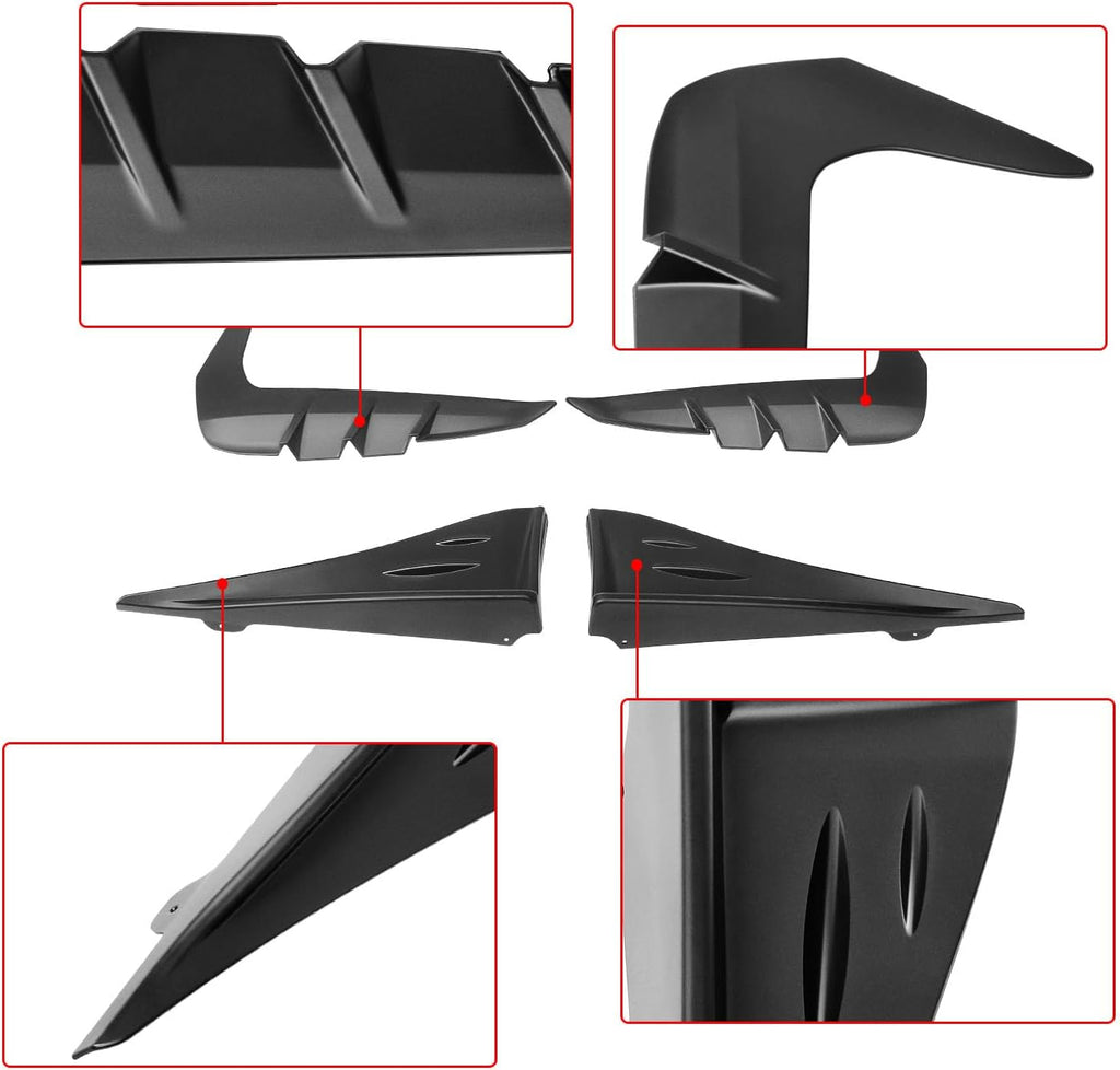 NINTE Side Skirts Side Splitter Winglets & Front Fender Side Air Flow Vent Trim Fit for Toyota BRZ & Subaru GR 86 2022 - 2025 Matte Black ABS Painted 4PCS Decoration - NINTE