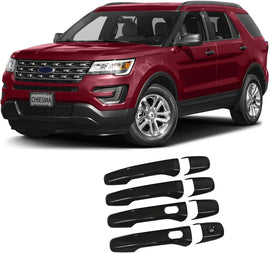 NINTE Door Handle Cover Fit for 2011 - 2017 Ford Explorer & 2012 - 2014 Ford Edge 4 Dr Gloss Black ABS W/O Passenger Keyhole - NINTE