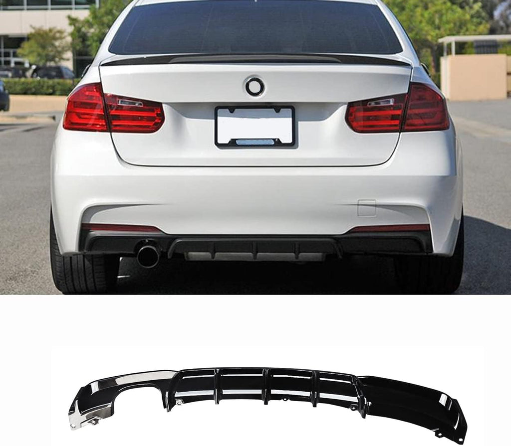 NINTE For 2012-2019 BMW 3 Series F30 F31 M Sport Bumper 320i 328i Rear Diffuser Only Fit M Sport Model Gloss Black