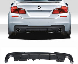 NINTE For 2011 - 2017 BMW 5 - Series F10 F11 535d 535i Rear Diffuser M Sport MP Style Twin Outlet Rear Bumper Lip - NINTE