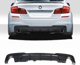 NINTE For 2011-2017 BMW 5-Series F10 F11 535d 535i Rear Diffuser M Sport MP Style Twin Outlet Rear Bumper Lip