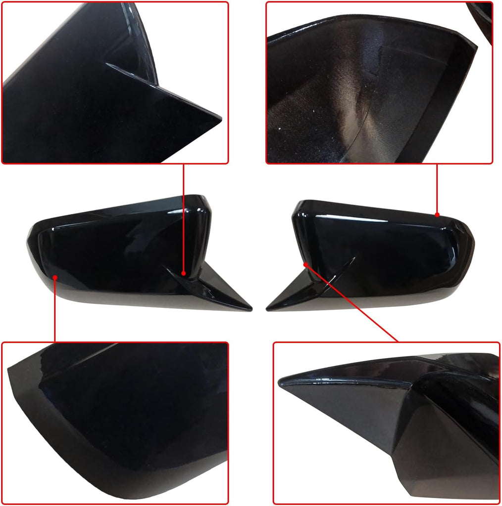 NINTE Tape - On Overlay Mirror Cover For Ford 2015 - 2024 Mustang GT/Ecoboost Mirror COVERS Without Turn Signal ABS Painted Gloss Black (NOT the Replacement) - NINTE