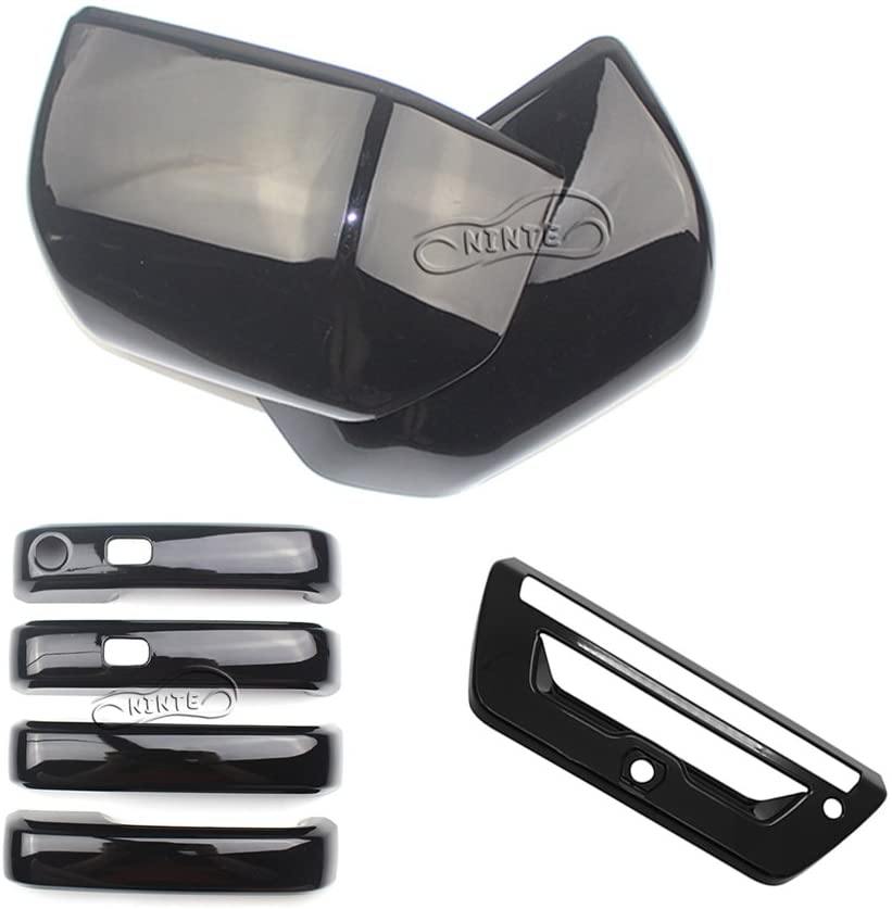 NINTE For 2015-2020 Ford F-150 Mirror Caps Door Handle Covers With 2 Smart Key Holes