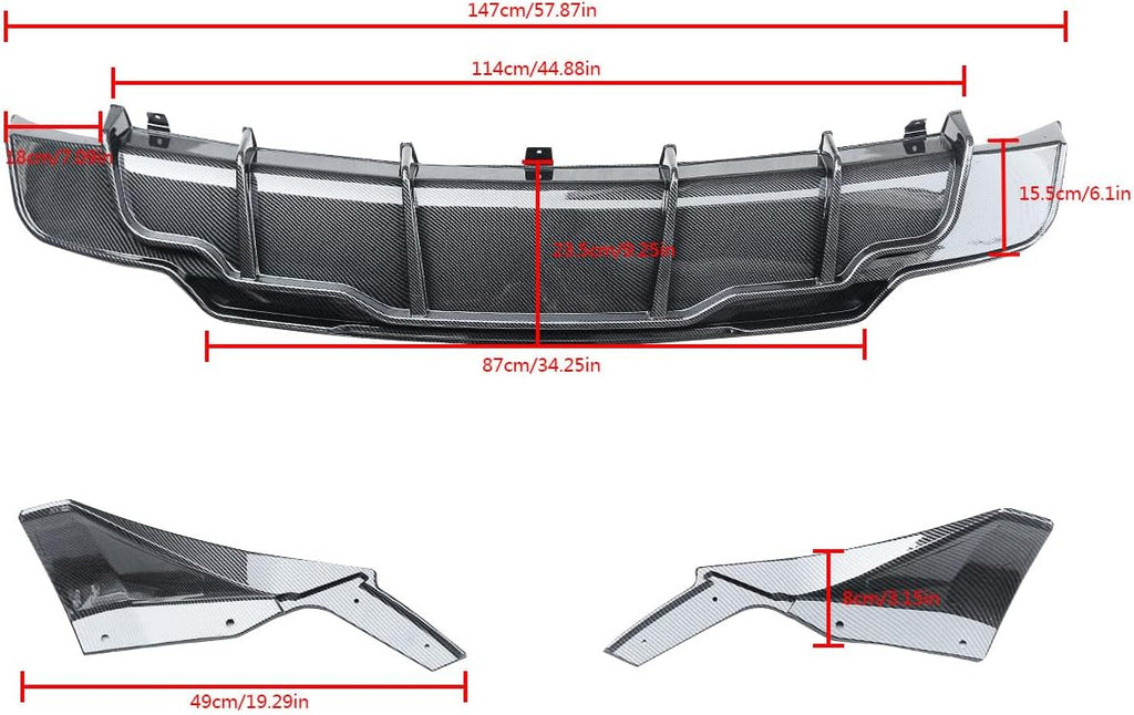 NINTE Rear Diffuser for 2017-2023 Tesla Model 3 ABS Painted Rear Bumper Lip Diffuser + Aprons 3PC