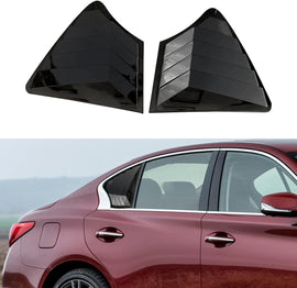NINTE Rear Side Window Louvers for 2014 - 2024 Infiniti Q50 Air Vent Scoop Shades Cover Blinds Trim Exterior Accessories Sport Style 2pcs - NINTE