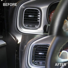 NINTE Air Vent Cover Fit For 2015 - 2023 Dodge Charger SRT RT SXT AC Outlet Trim Strip Car Air Conditioner kit Carbon Fiber ABS Air Outlet Cover Car Vent Outlet Trim Cover - NINTE