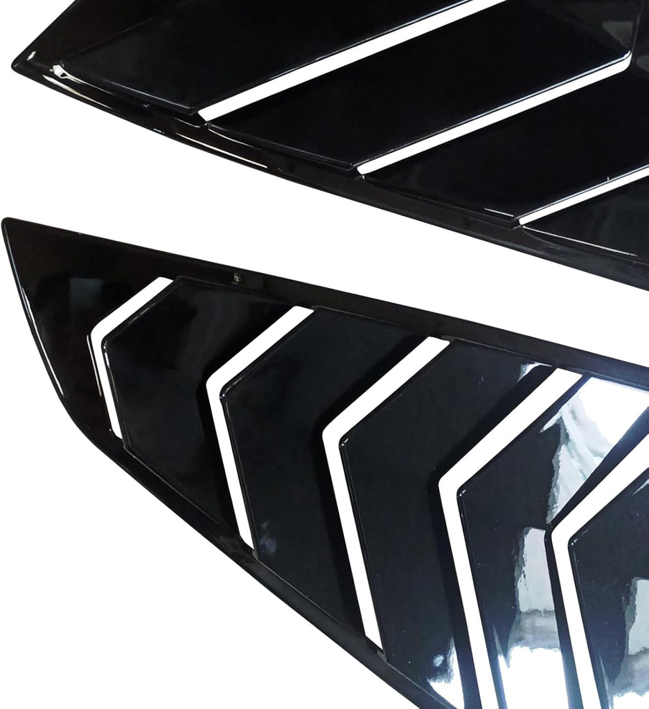 NINTE Window Louvers Guards Shades Fit for Ford Mustang 2024 2025 Gloss Black ABS Painted Protector Vent Covers Outside - NINTE