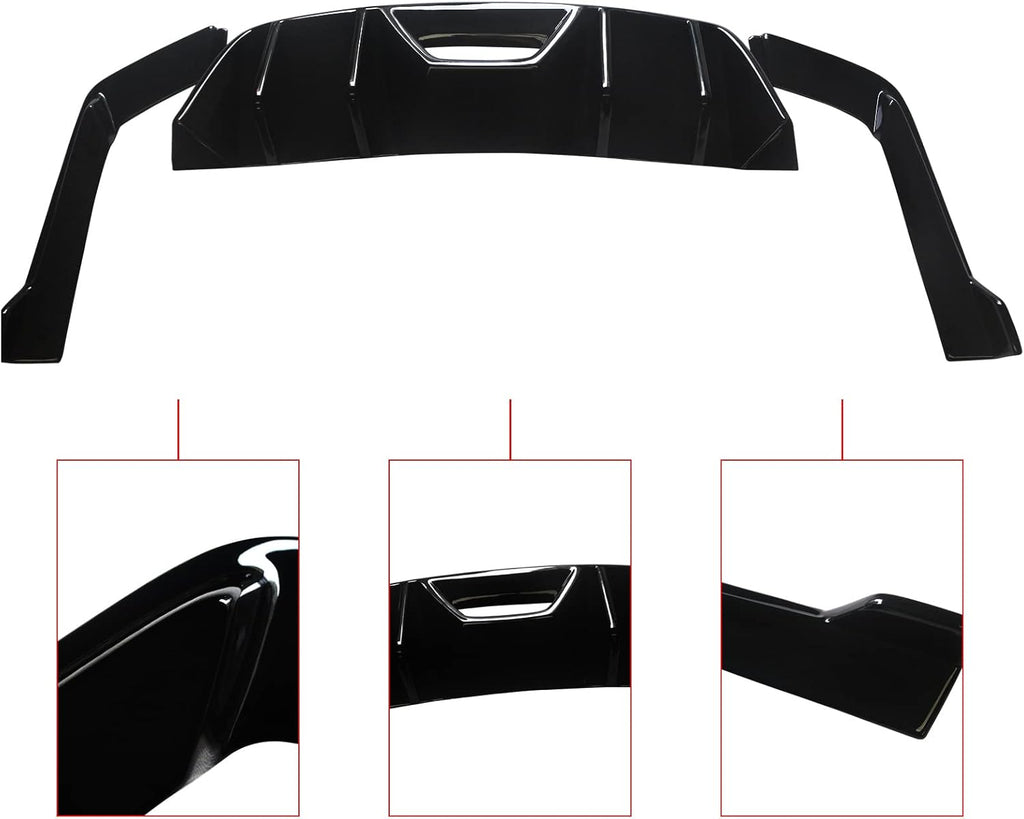 NINTE Rear Diffuser Fit For 2015-2017 Ford Mustang HN Style Rear Bumper Diffuser ABS Rear Bumper Diffuser Rear Bumper