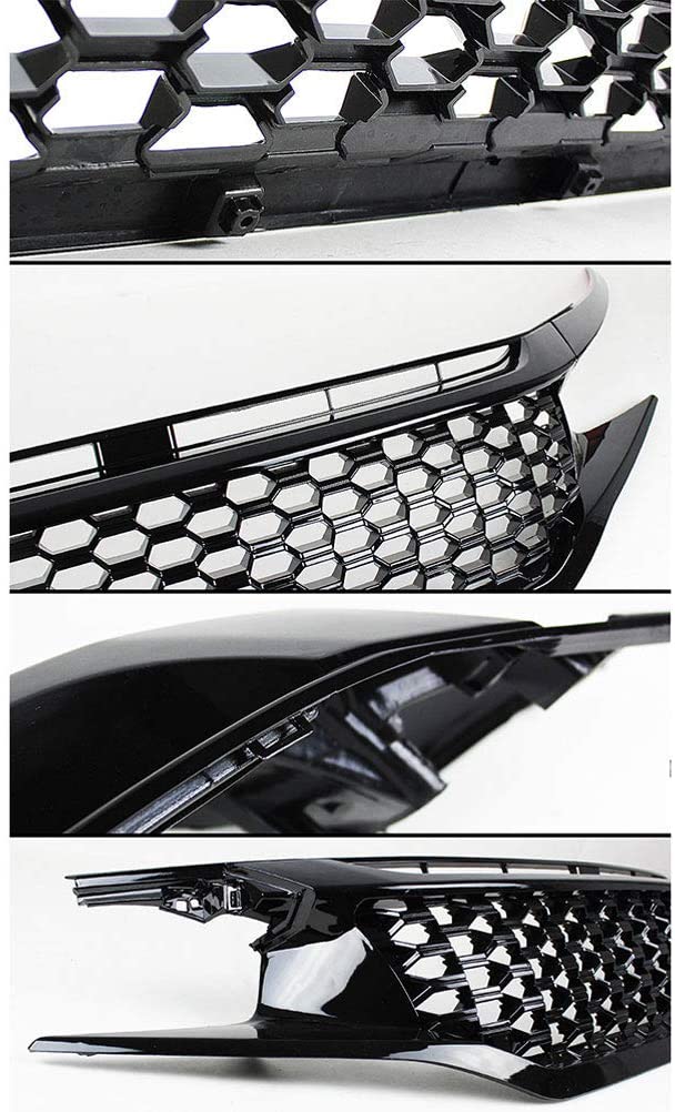 NINTE JDM Honeycomb Mesh Front Hood Grille With Eye Lids For 2016-2021 Honda Civic