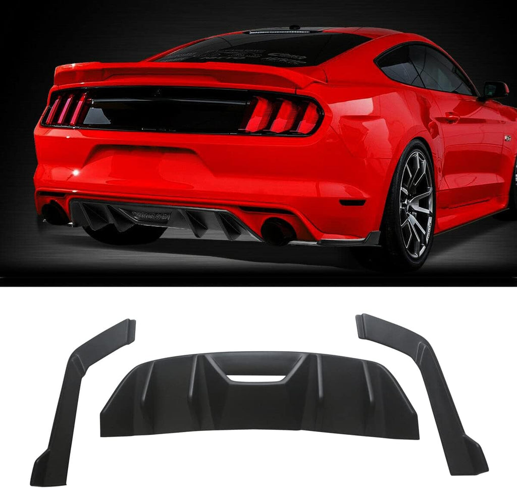 NINTE Rear Diffuser Fit For 2015-2017 Ford Mustang HN Style Rear Bumper Diffuser ABS Rear Bumper Diffuser Rear Bumper