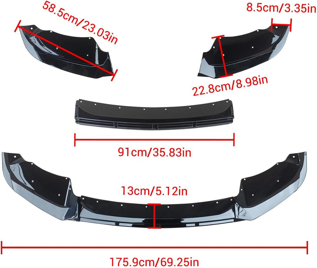 NINTE Front Lip for BMW 2014 - 2017 X3 F25 2015 - 2018 X4 F26 LCI M Sport Bumper Spoiler Splittber Body Kits Guard Front Chin Splitter 3 PCS - NINTE