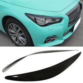 NINTE For 2014 - 2024 Infiniti Q50 Q50S Headlight Eyebrow Visor Cover ABS Carbon Fiber Look - NINTE