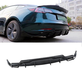 NINTE Rear Diffuser for 2017 - 2023 Tesla Model 3 ABS Painted Rear Bumper Lip Diffuser + Aprons 3PC - NINTE