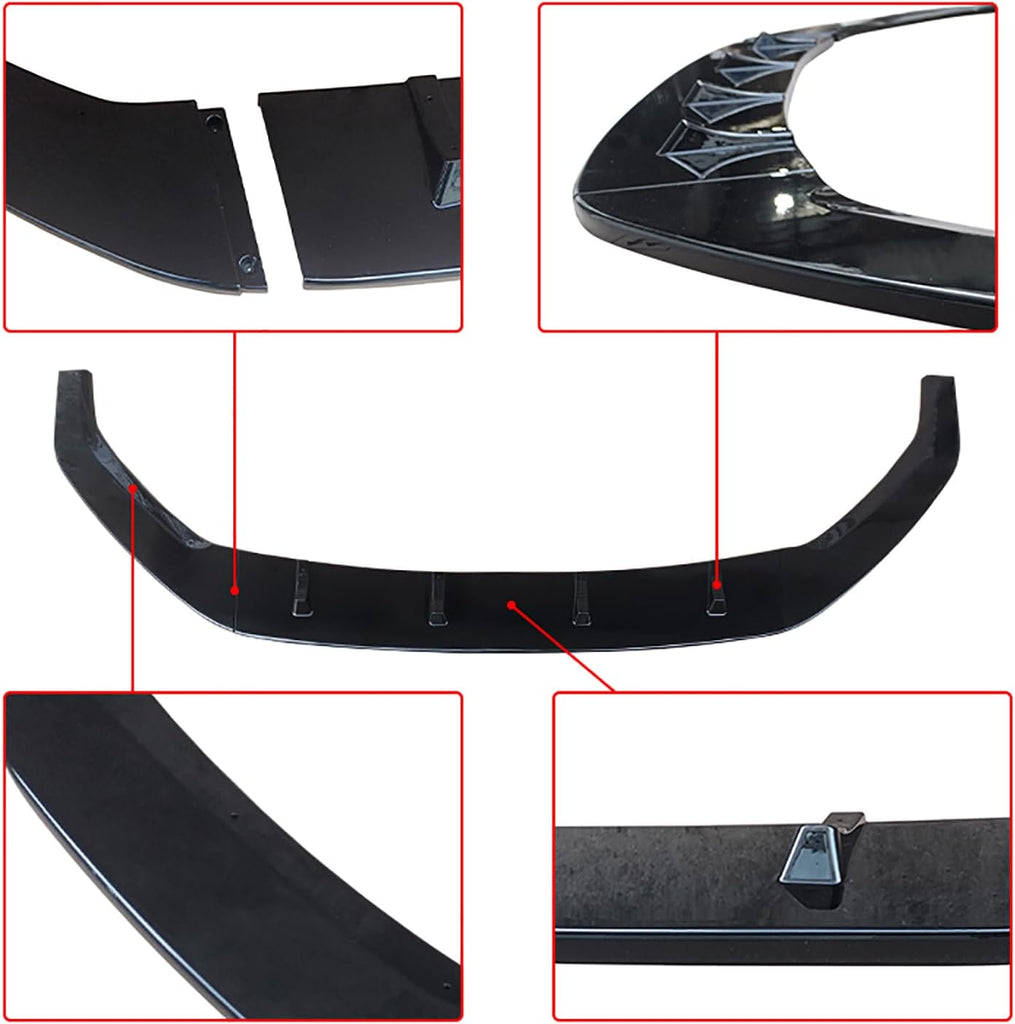 NINTE Front Bumper Lip for 2015 - 2021 Volkswagen Golf MK7.5 GTI R Rline V Style Spoiler Splittber Body Kits Guard Front Chin Splitter 3Pcs Segmented Design - NINTE
