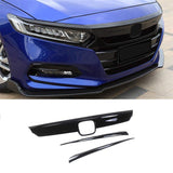 NINTE Grille Cover For Honda Accord 2018-2020 ABS Front Bumper Hood Grille Cover W/Eyelid Molding