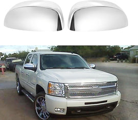 NINTE Mirror Cover For 2007 - 2013 Chevy Silverado 1500 GMC Sierra 1500 Yukon Gloss Black / Chrome - NINTE