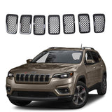 Ninte Jeep Cherokee 2019-2020 7 PCS ABS Front Mesh Grill Cover-Painted Gloss Black Grille
