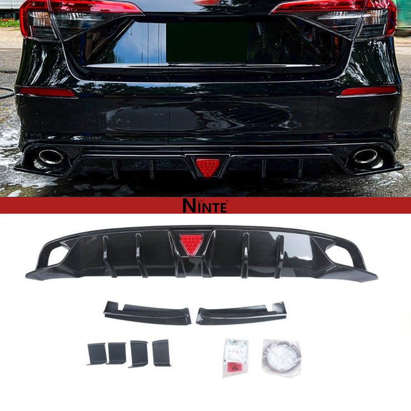 NINTE Rear Diffuser For 2022 - 2025 Honda Civic 11th Gen Sedan with LED Brake Light and tips - NINTE