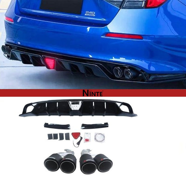 NINTE Rear Diffuser For 2022 - 2025 Honda Civic 11th Gen Sedan with LED Brake Light and tips - NINTE