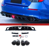 NINTE Rear Diffuser For 2022-2025 Honda Civic 11th Gen Sedan with LED Brake Light and tips