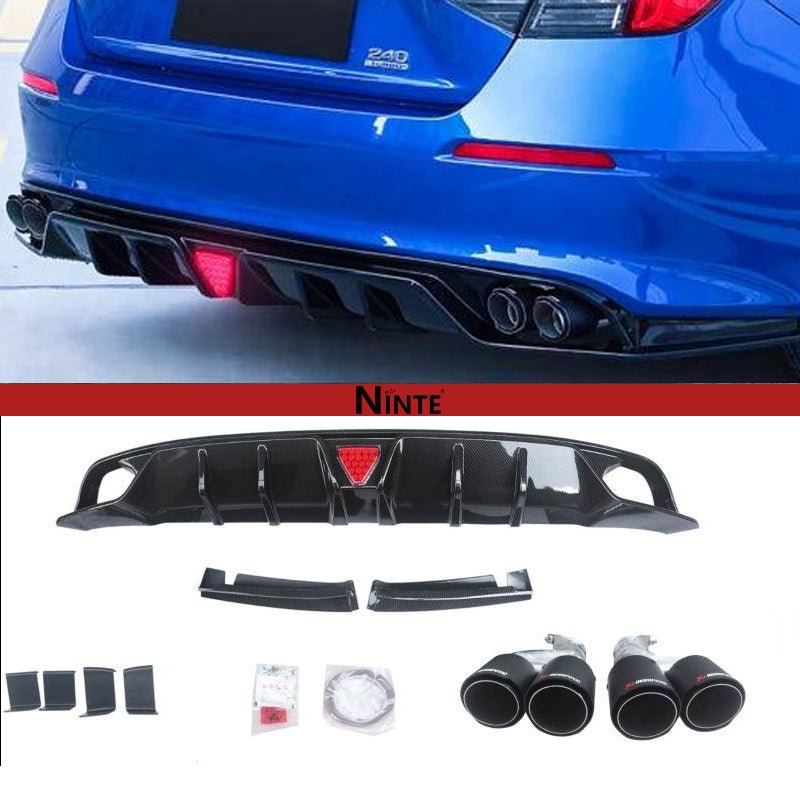 NINTE Rear Diffuser For 2022 - 2025 Honda Civic 11th Gen Sedan with LED Brake Light and tips - NINTE