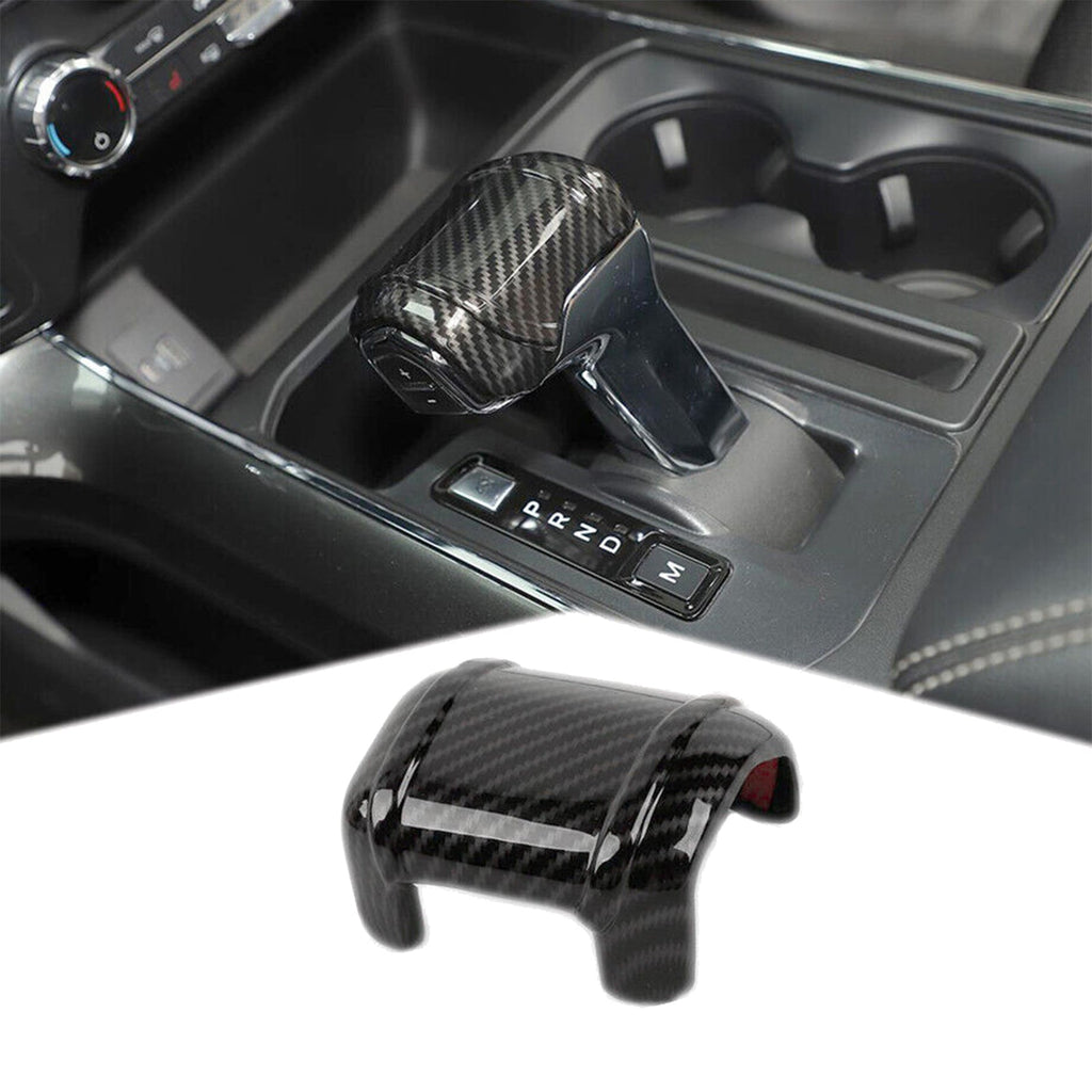 NINTE Gear Shift Knob Cover Trim For 21-23 Ford F150 F-150 ABS Carbon Fiber Look