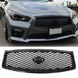 NINTE Grill For INFINITI Q50 2014-2017 Front Hood Upper Grille Replacement JDM Style