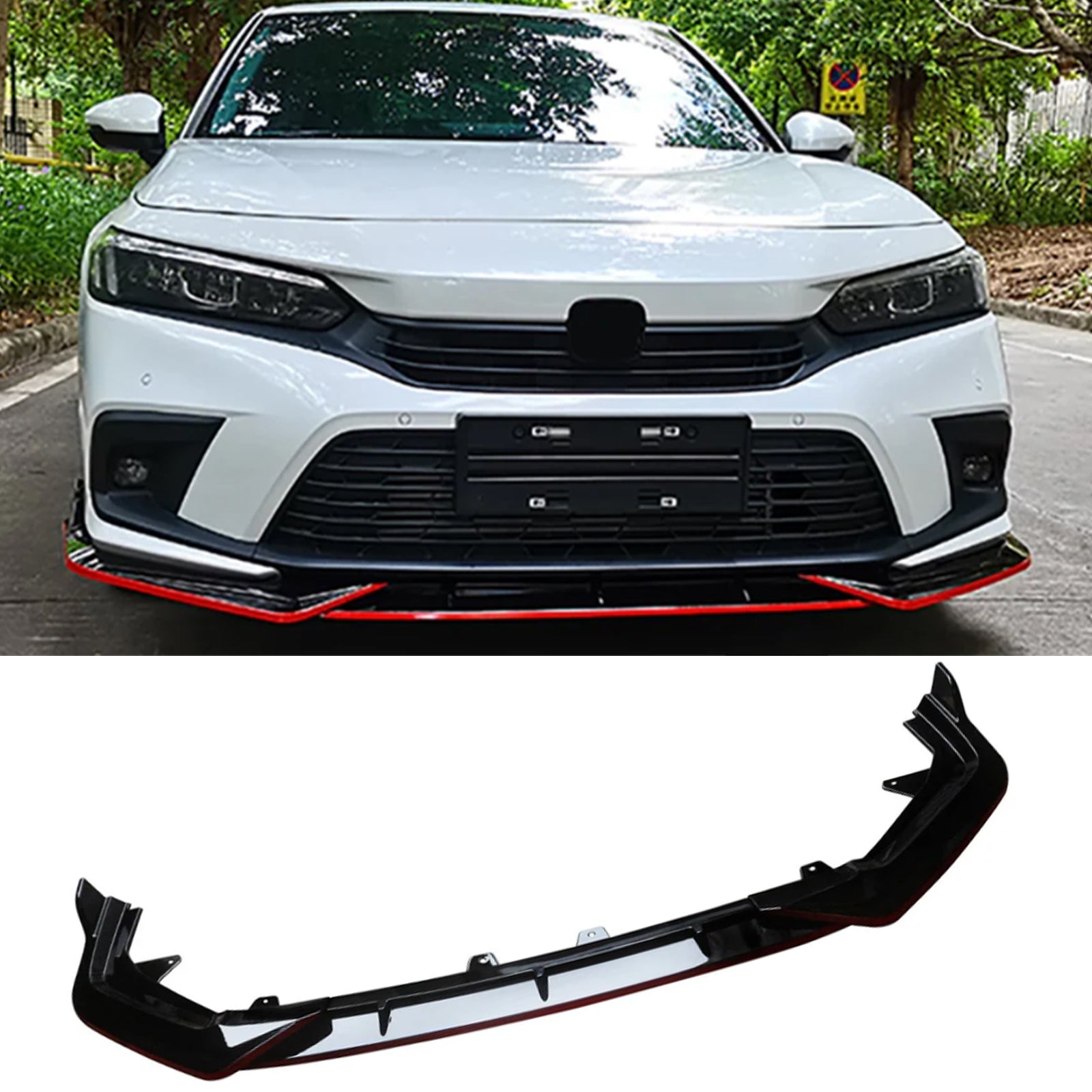 NINTE For 2022-2024 11th Honda Civic Front Lip ABS Front Bumper Splitter Body Spoiler