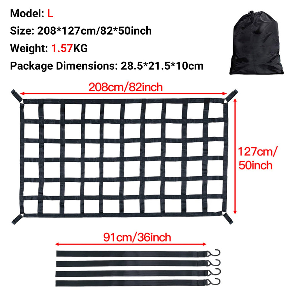 NINTE Truck Bed Cargo Net with Cam Buckles & S-Hooks Upgrad with Cross Strap