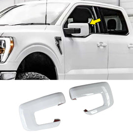NINTE Mirror Covers For 2021 - 2025 Ford F - 150 without Turn Signal Hole WHITE/Red - NINTE