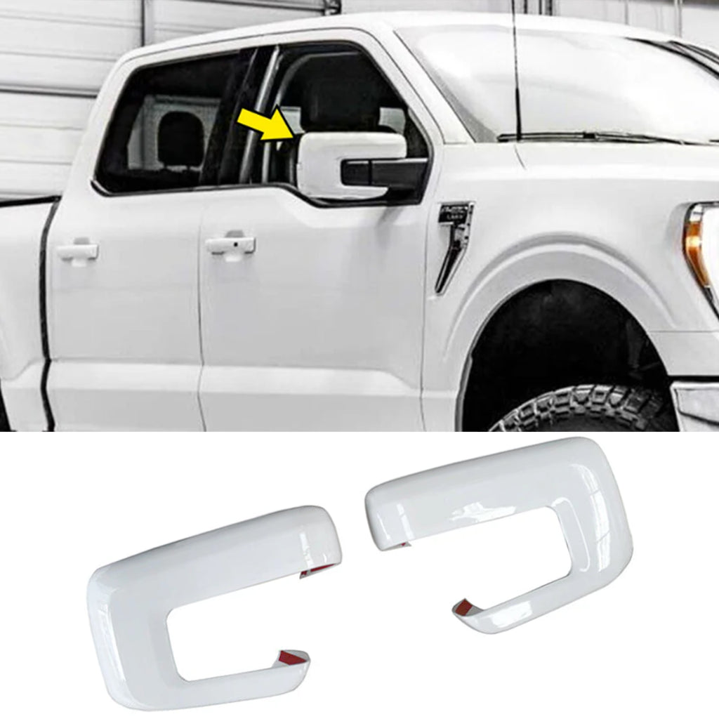 NINTE For 2021-2024 Ford F150 Mirror COVERS Overlays With Signal Hole WHITE