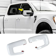 Charger l&#39;image dans la galerie, NINTE For 2021-2024 Ford F150 Mirror COVERS Overlays With Signal Hole WHITE