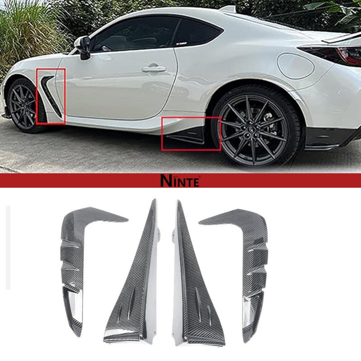 NINTE Side Skirts Side Splitter Winglets & Front Fender Side Air Flow Vent Trim Fit for Toyota BRZ & Subaru GR 86 2022 2023 2024 2025 Carbon Fiber Coating ABS Painted 4PCS Decoration - NINTE